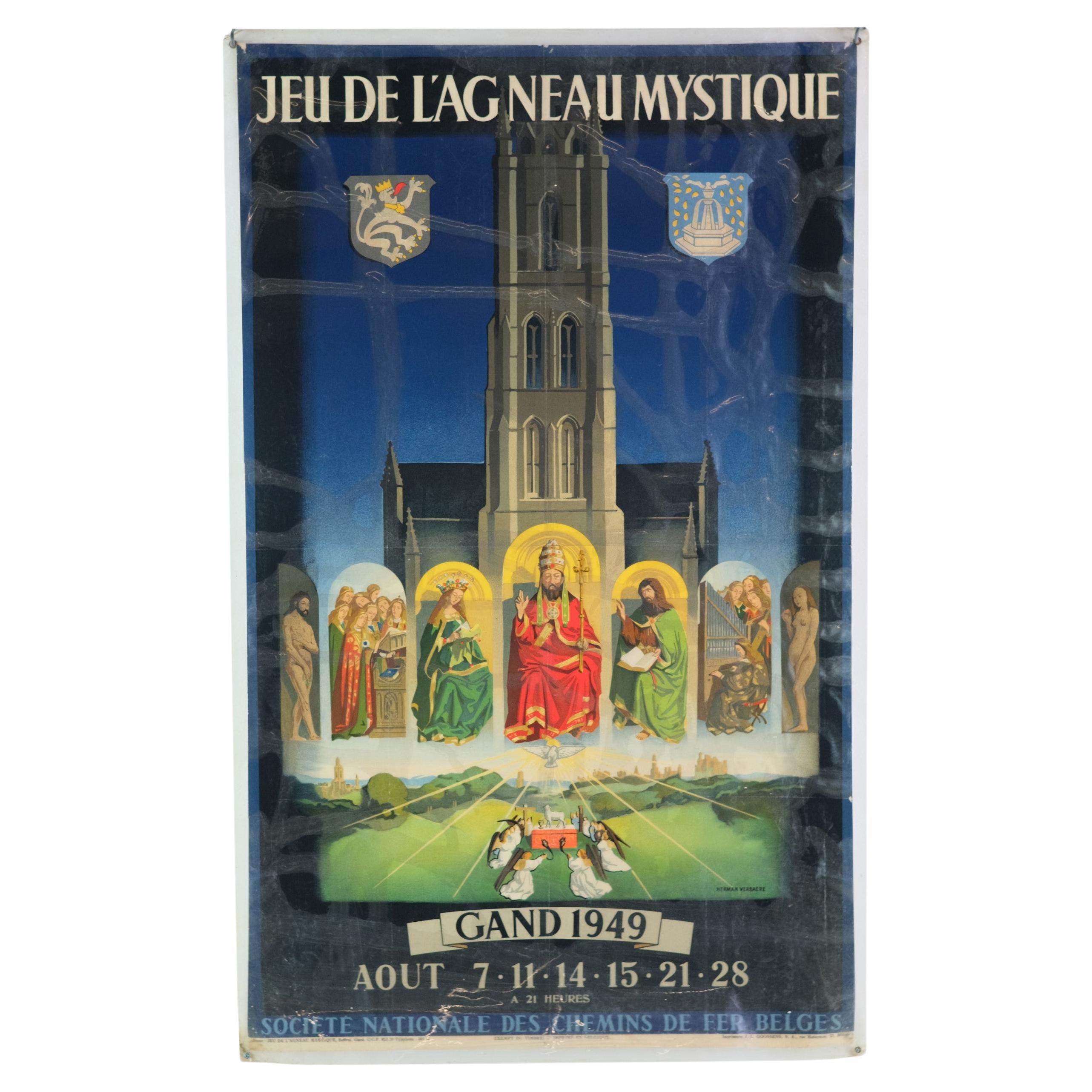 1949 French Poster Societe Nationale Des Chemins De Fer Belges