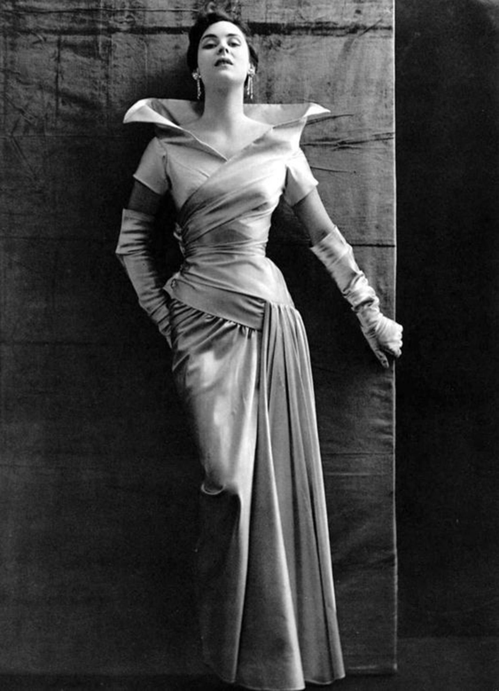 1949 Jeanne Lanvin Haute Couture Ivory Silk Satin Strapless Draped Bridal Gown 6