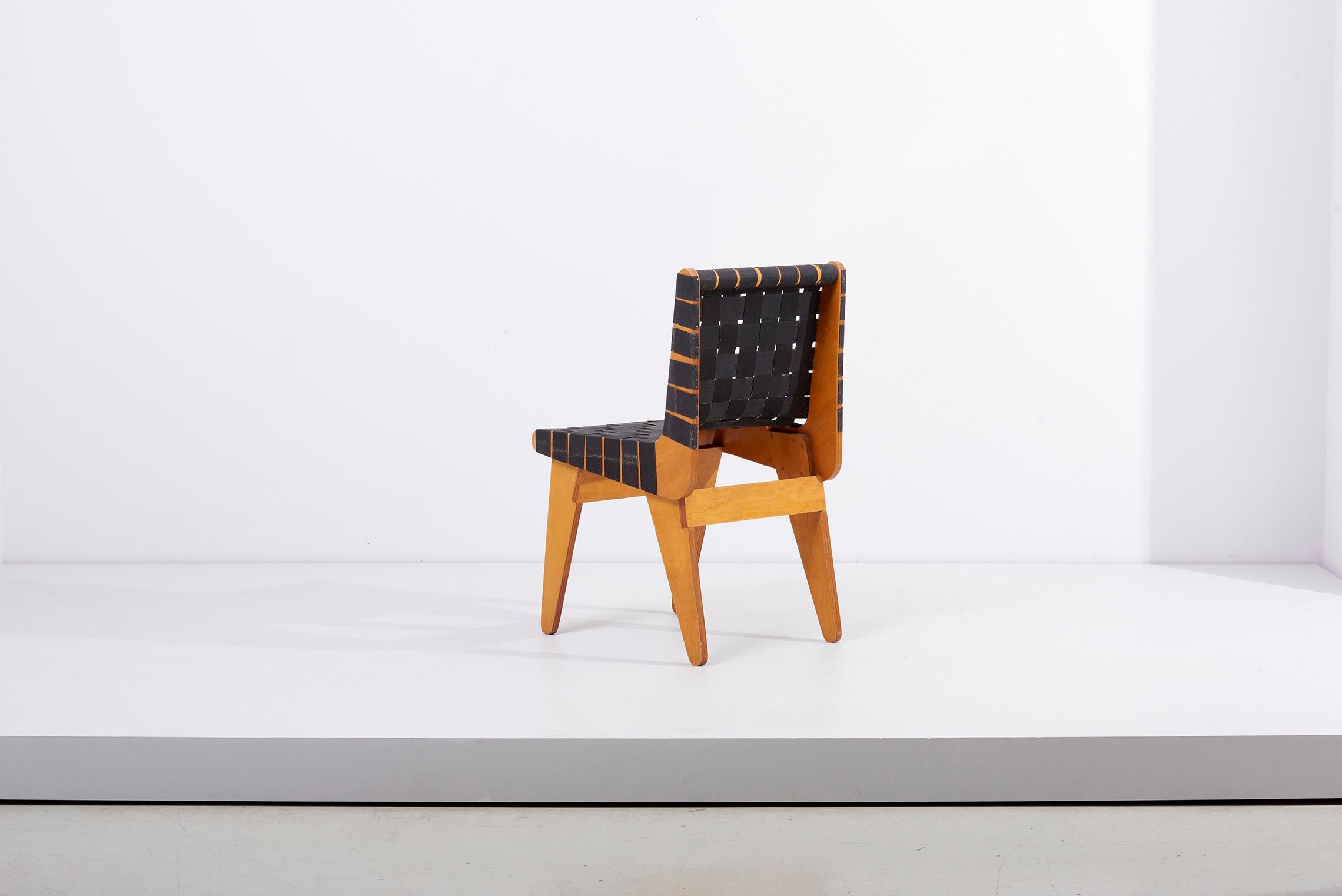 Mid-Century Modern 1949 Klaus Grabe Plywood Chair in Black Webbing