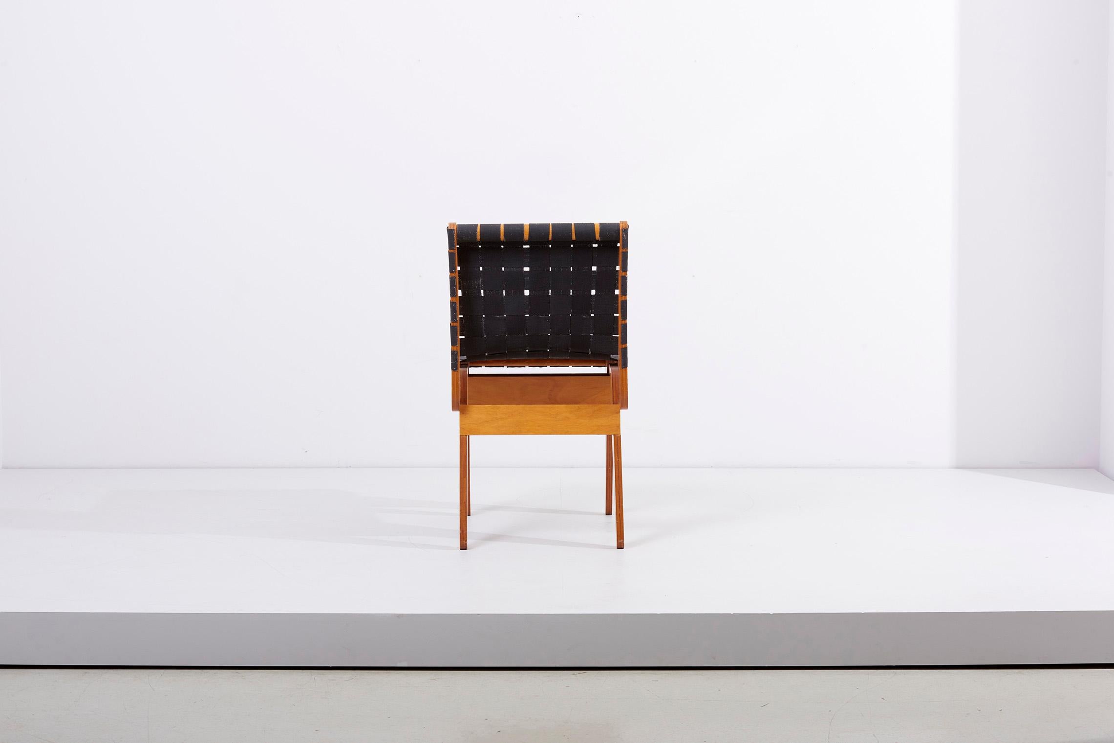 American 1949 Klaus Grabe Plywood Chair in Black Webbing