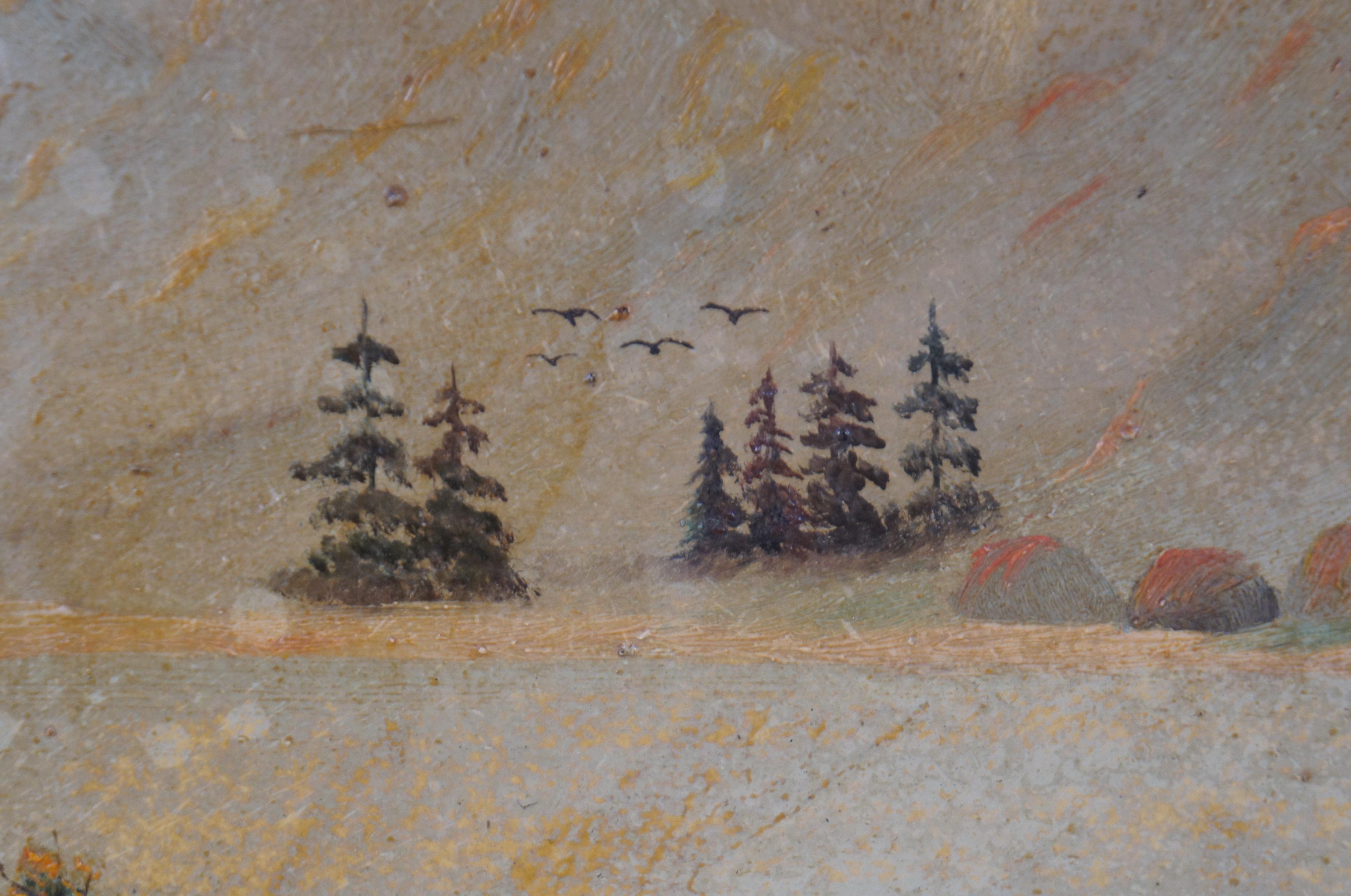 Peinture à l'huile sur panneau de Nan Rogers, paysage de lac de Buck Mountain avec cerf-volant, 1949 5