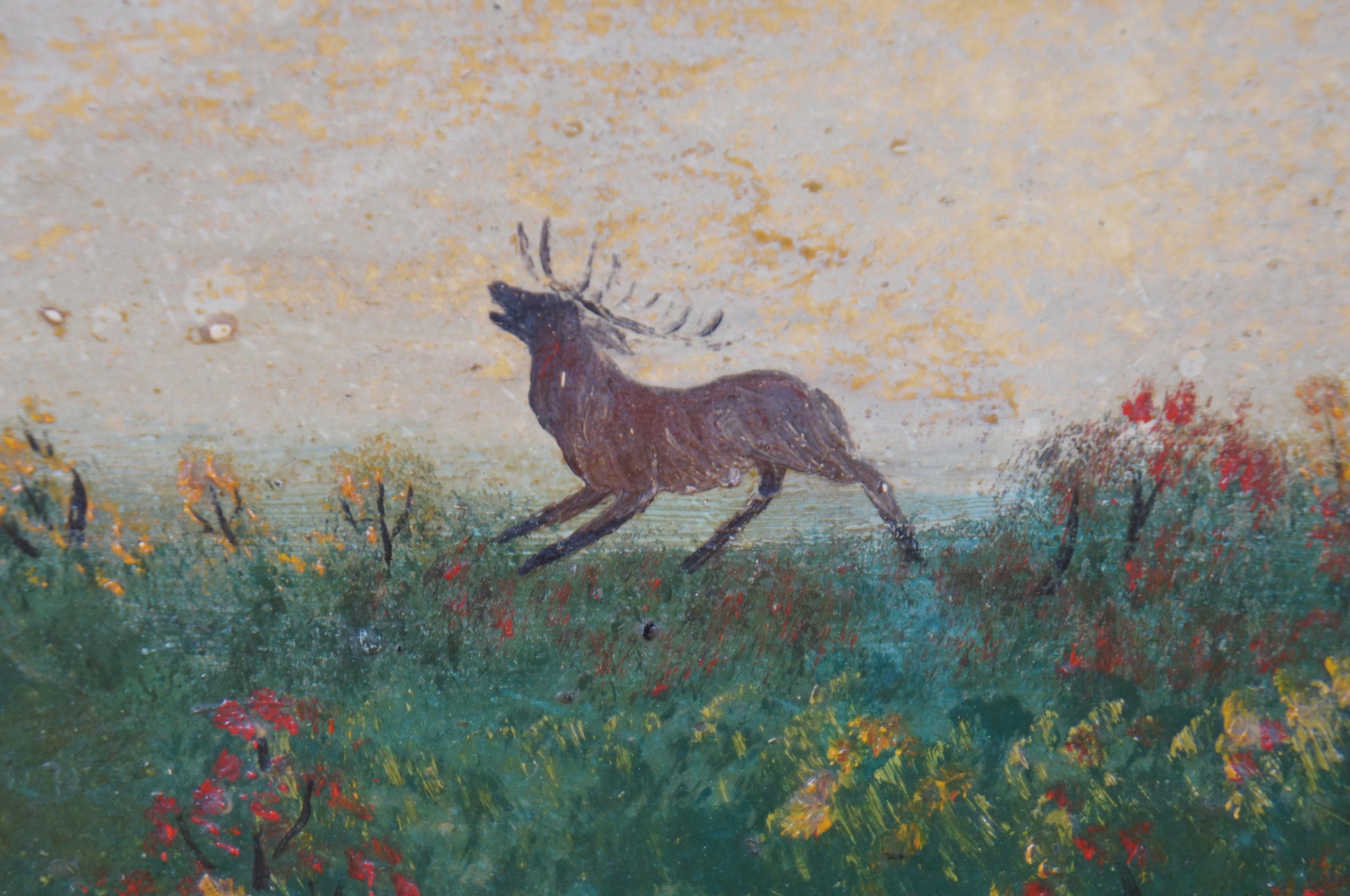 Peinture à l'huile sur panneau de Nan Rogers, paysage de lac de Buck Mountain avec cerf-volant, 1949 3