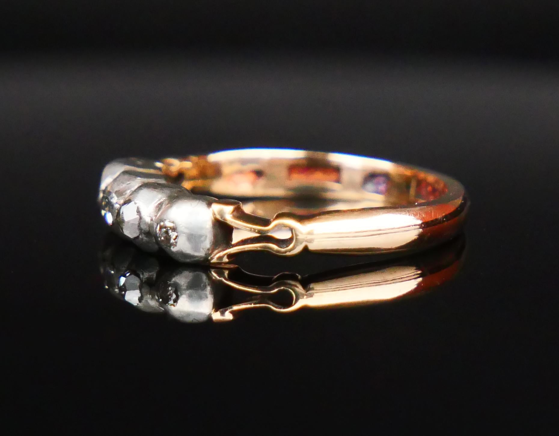 1949 Anello nordico con diamanti in oro massiccio 18 carati e argento Ø US6 / 2,9 gr. in vendita 5