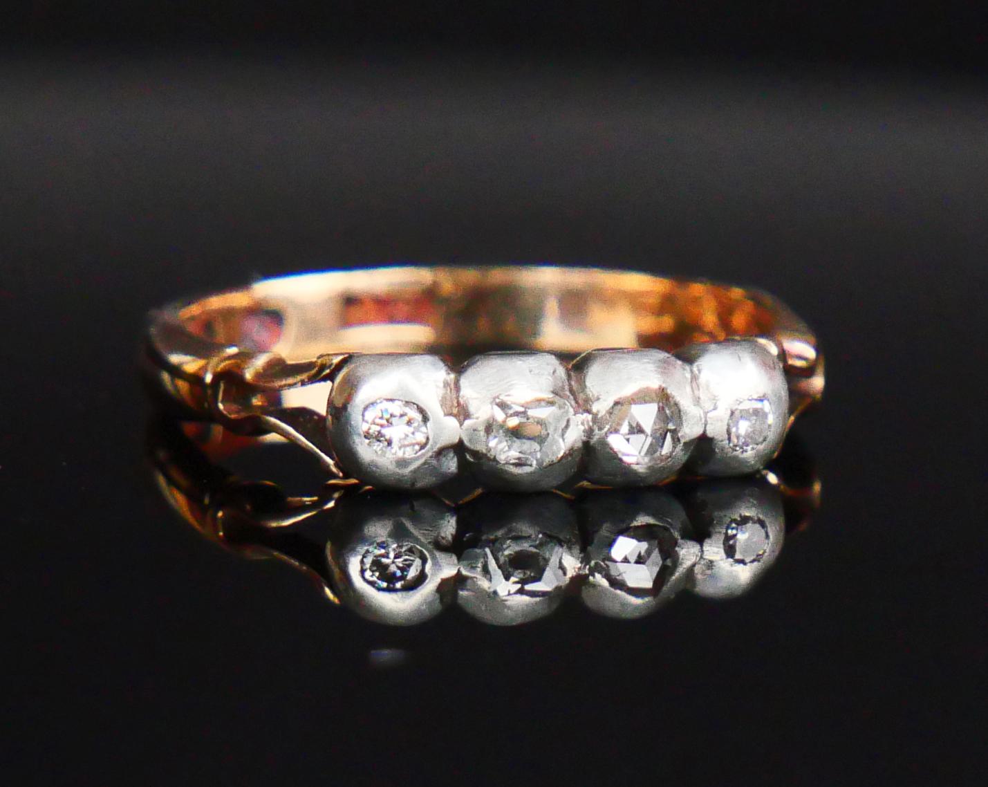 1949 Anello nordico con diamanti in oro massiccio 18 carati e argento Ø US6 / 2,9 gr. in vendita 4
