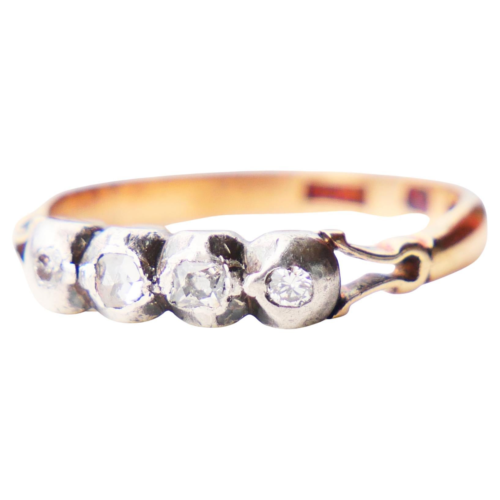 1949 Nordic Ring Diamonds solid 18K Gold Silver Ø US6 / 2.9 gr
