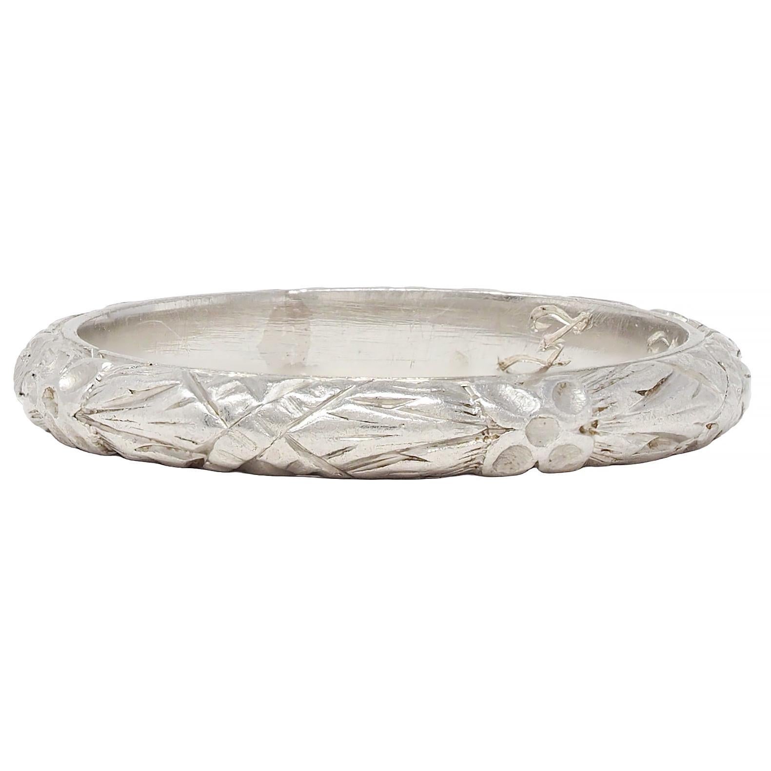 Femenino o masculino 1949 Alianza de Platino Floral de Azahar Vintage en venta