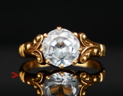 1949 Ring natural 2.5 ct. White Sapphire solid 18K Gold Ø US 5.25 / 2.75gr