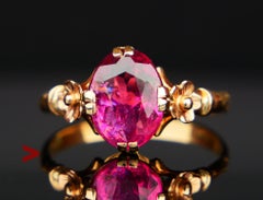 1949 Ring natural 3ct Rubellite solid 18K Gold Size Ø8 US / 3.1 gr