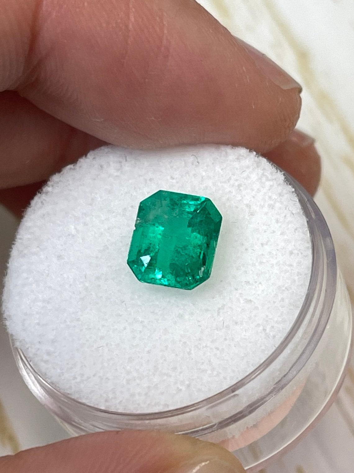 Taglio smeraldo 1,94ct verde lentigginoso taglio smeraldo gemma colombiana 8,5x7 autentica pietra di nascita di maggio in vendita