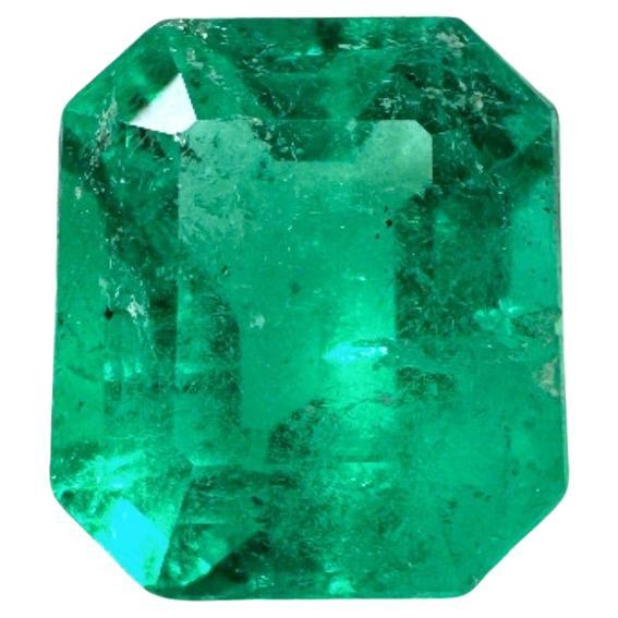 1.94ct Freckled Green Emerald Cut Colombian Gem 8.5x7 Genuine May Birthstone