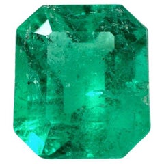 1.94ct Freckled Green Emerald Cut Colombian Gem 8.5x7 Genuine May Birthstone