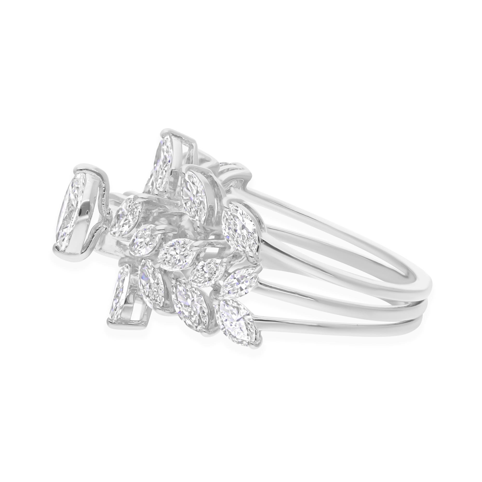 En vente :  1.94Ct Marquise Diamond Wide Wedding Band Ring 18k White Gold All Tariffs Paid 7