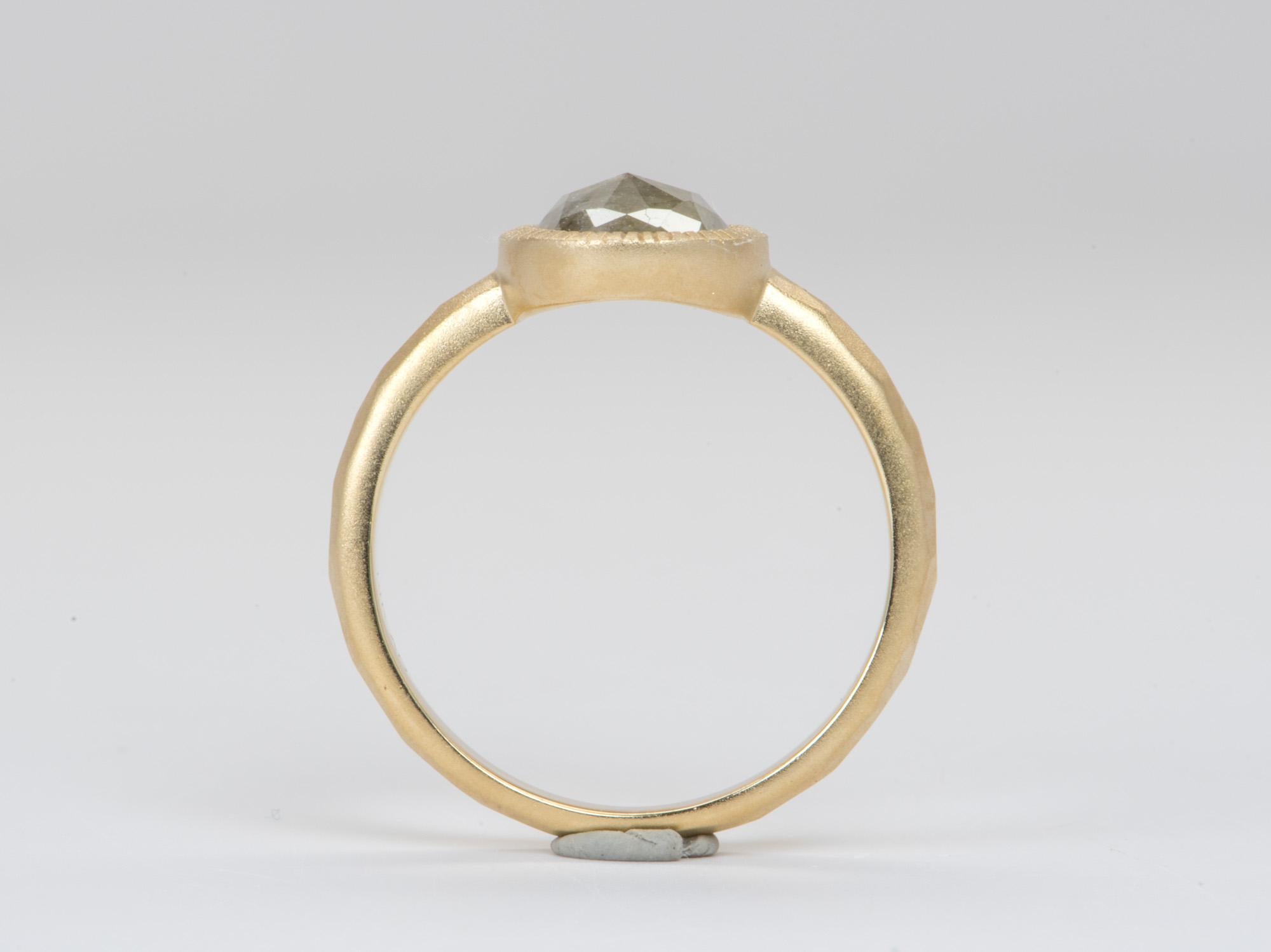 1.94ct Oval Salt and Pepper Diamond Bezel Set 14K Yellow Gold Engagement Ring 1