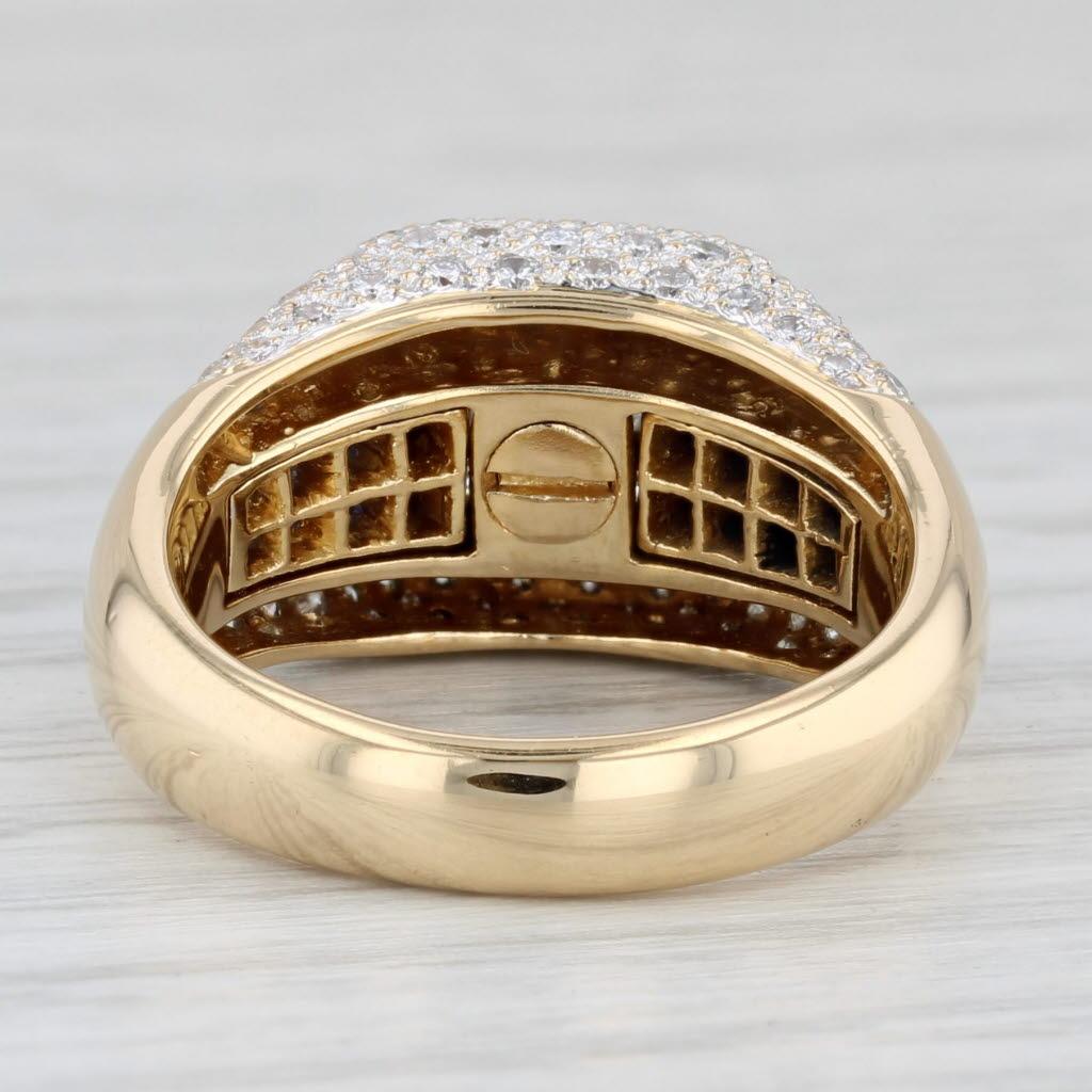 Princess Cut 1.94ctw Blue Sapphire Diamond Ring 18k Gold Size 6.75 Cocktail For Sale