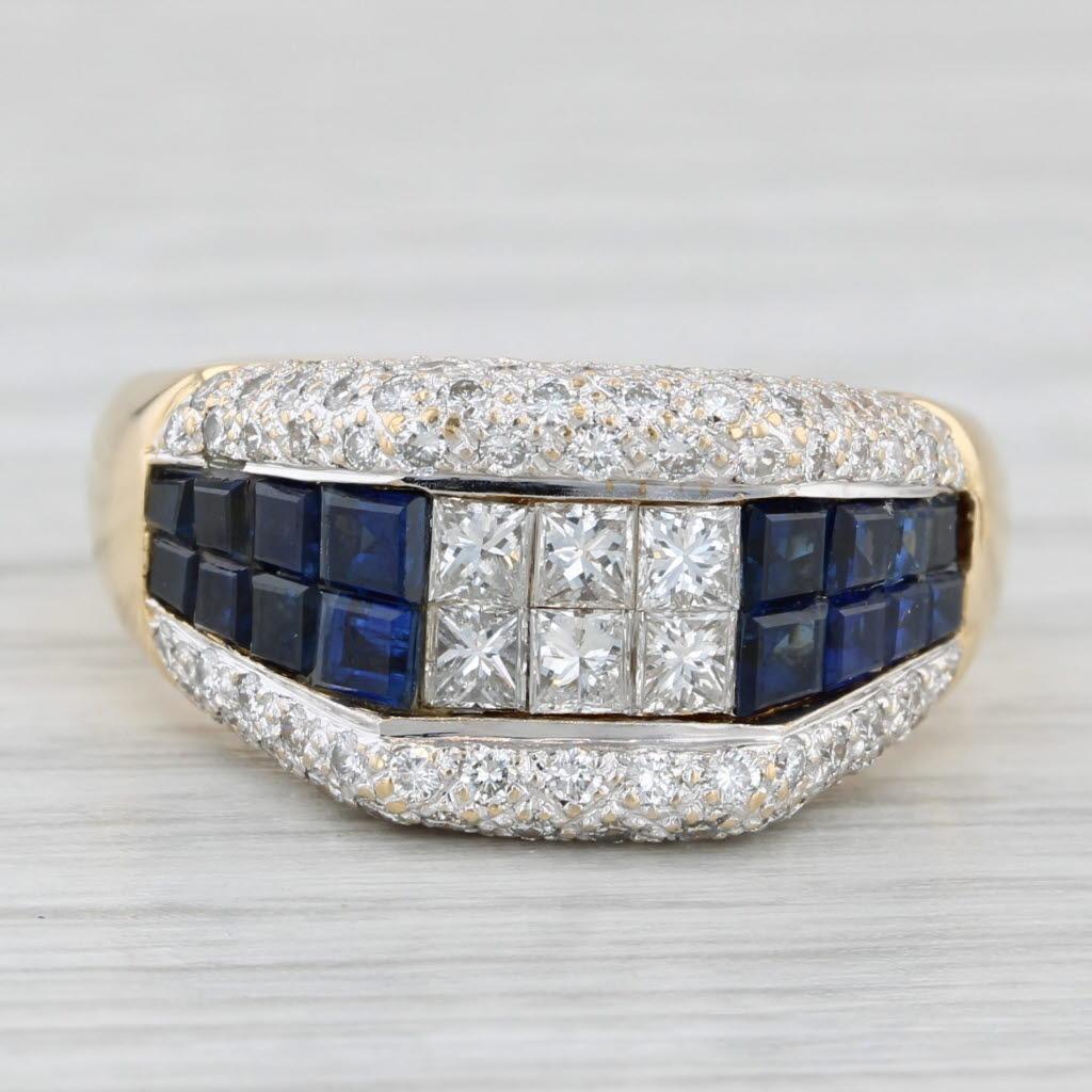 1.94ctw Blue Sapphire Diamond Ring 18k Gold Size 6.75 Cocktail In Good Condition For Sale In McLeansville, NC