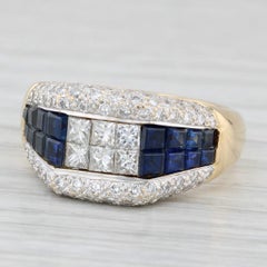 1.94ctw Blue Sapphire Diamond Ring 18k Gold Size 6.75 Cocktail