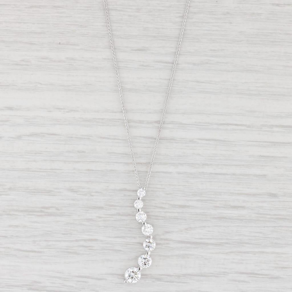 Round Cut 1.94ctw Diamond Journey Pendant Necklace 18k White Gold 18