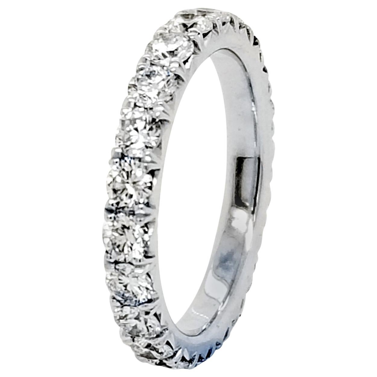1.95 Carat 14 Karat French Pave Set Diamond Eternity Ring For Sale