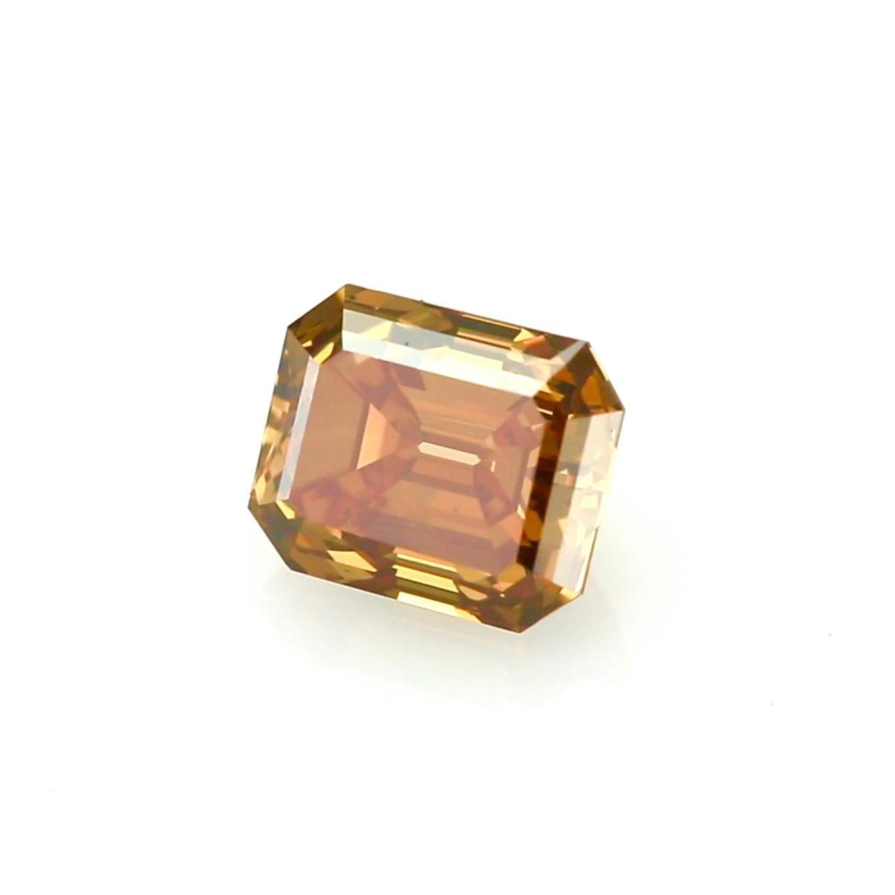 da uomo o donna Diamante antico da 1,95 carati con taglio smeraldo Fancy Deep Brown-Orange (certificato GIA) in vendita