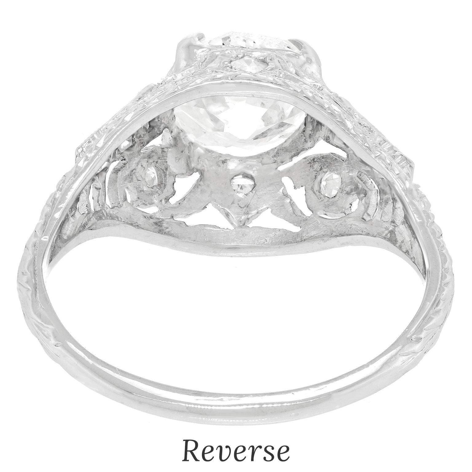 Anello con diamante Art Deco da 1,95 carati in vendita 4