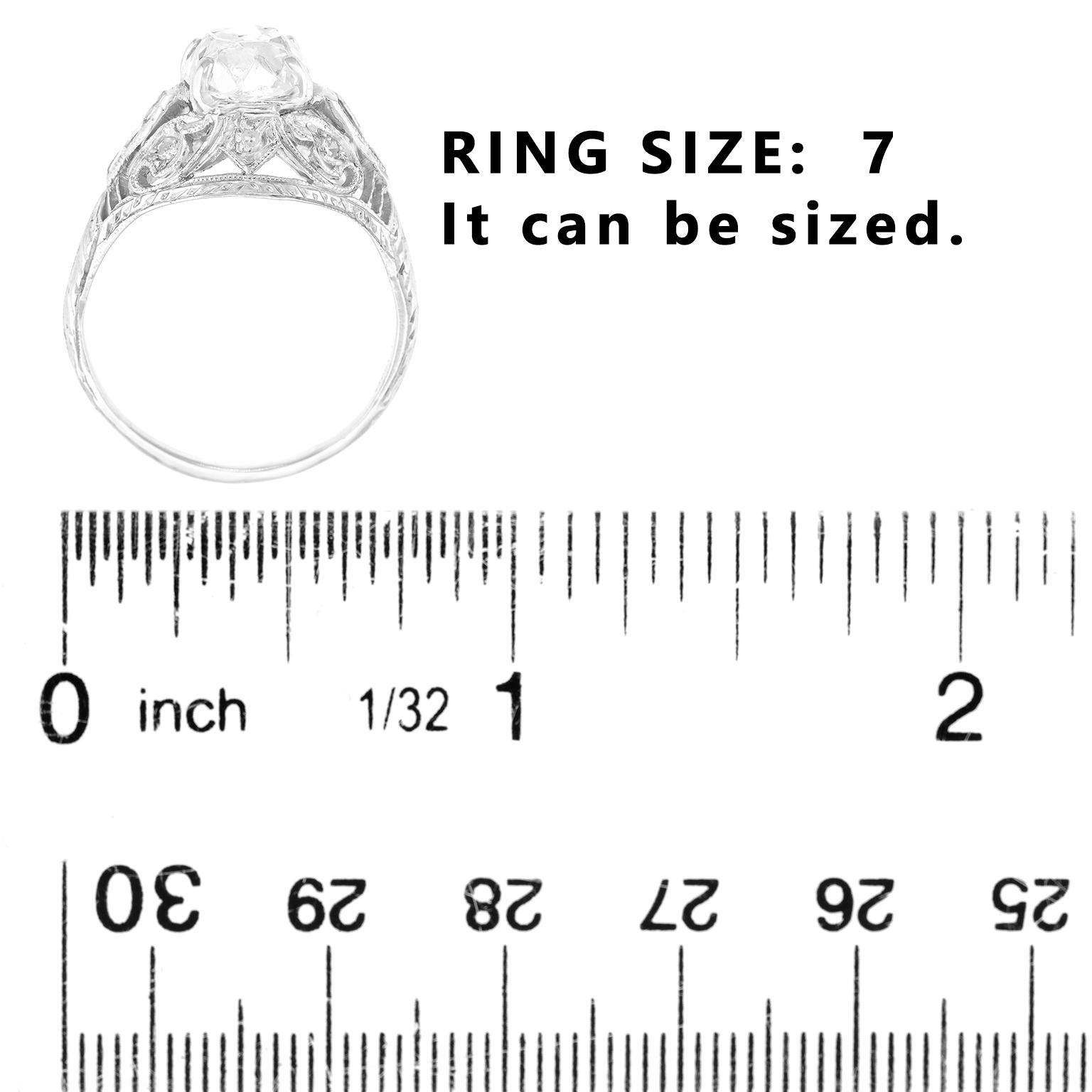 da uomo o donna Anello con diamante Art Deco da 1,95 carati in vendita