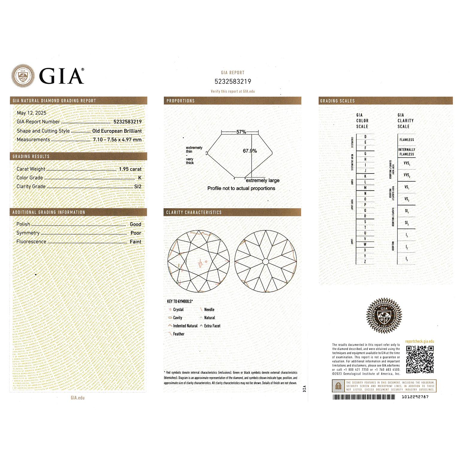 Anello con diamante Art Deco da 1,95 carati in vendita 3