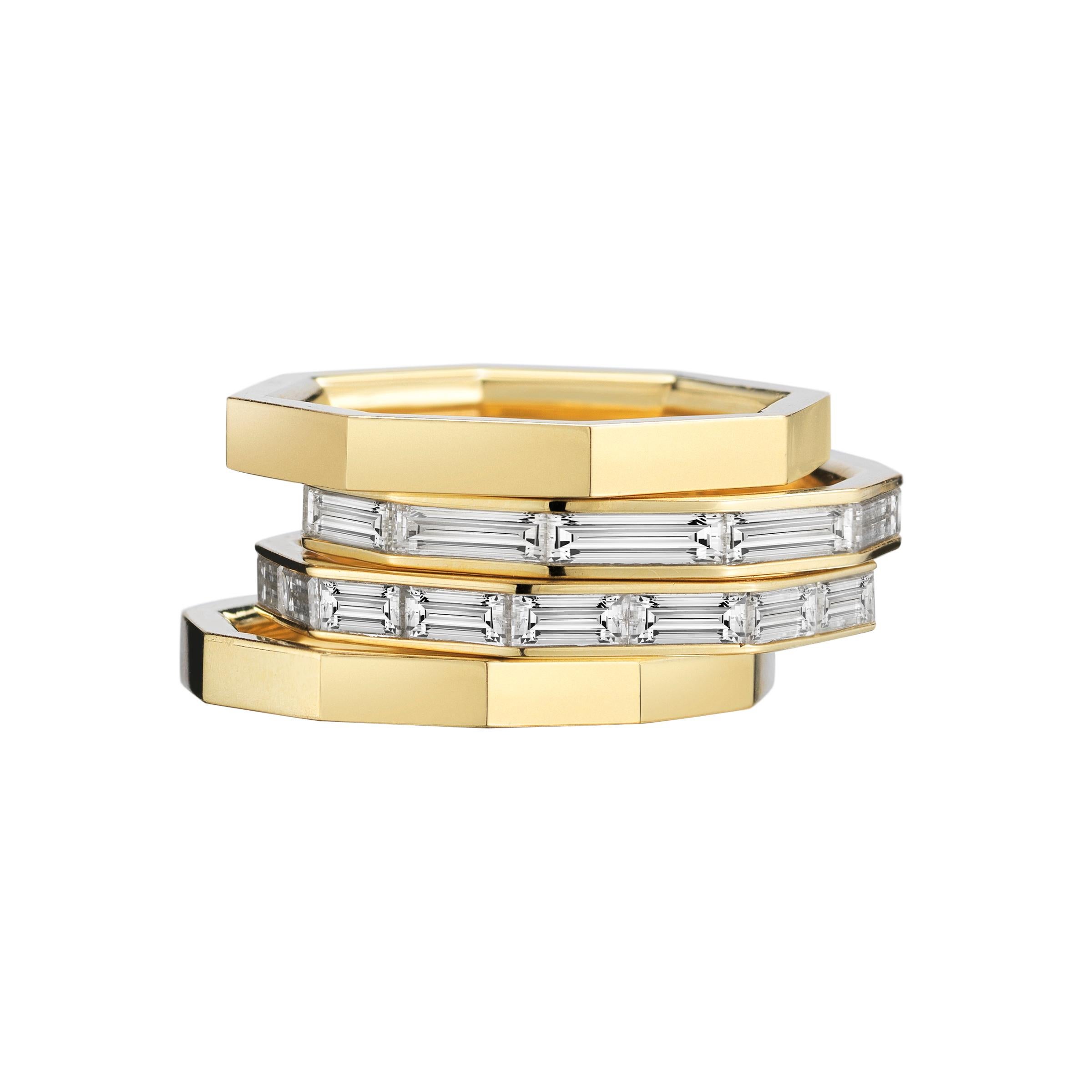 Art Deco 1.95 Carat Baguette Diamond Hendecagon Eternity Ring For Sale