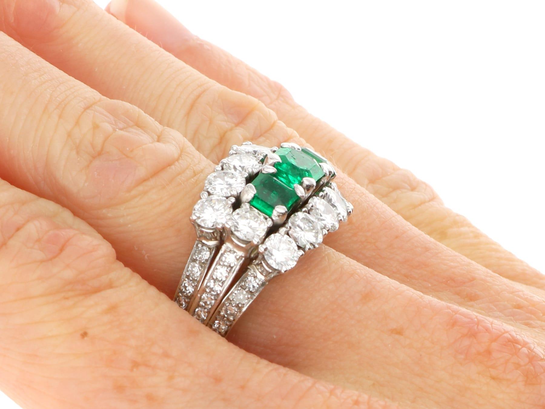 1,95 Karat kolumbianischer Smaragd 5,34 Karat Diamant 18k Weißgold Ring CIRCA 1960 im Angebot 6