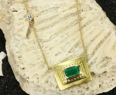 1.95tcw Colombian Emerald Cut Solitaire Necklace 18K Gold Emerald Statement 18K