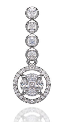 1.95 Carat Cubic Zirconia Sterling Silver Designer Emma Bubble Drop Earrings