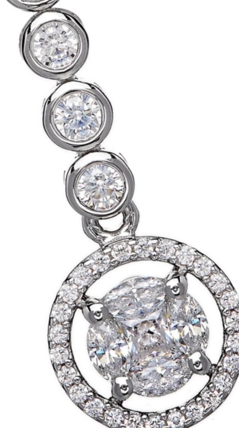 Art Deco 1.95 Carat Cubic Zirconia Sterling Silver Designer Emma Bubble Drop Earrings For Sale