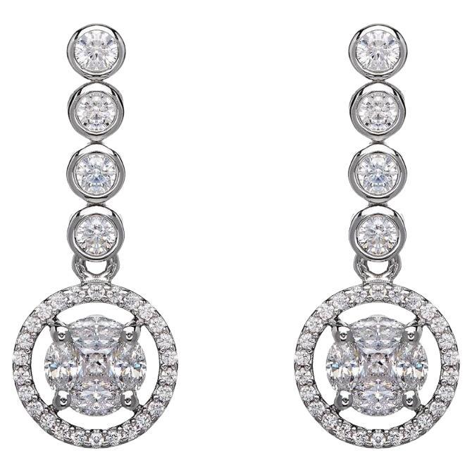 1.95 Carat Cubic Zirconia Sterling Silver Designer Emma Bubble Drop Earrings In New Condition For Sale In London, GB