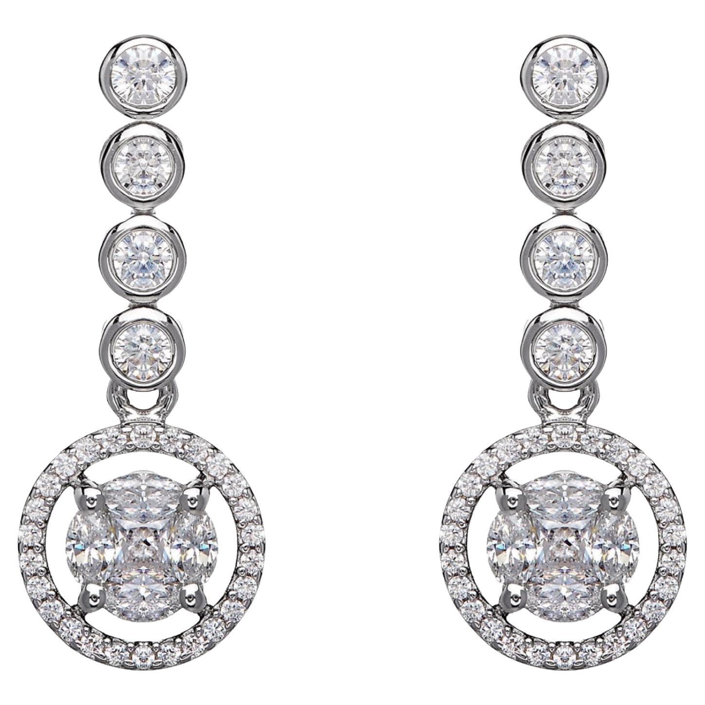 Orecchini a goccia Emma Bubble da 1,95 carati con zirconia cubica in argento Sterling in vendita