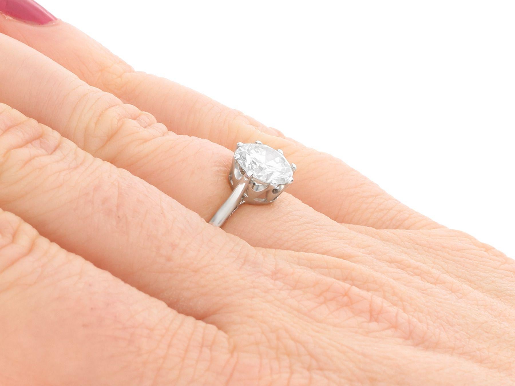 1.95 Carat Diamond and Platinum Solitaire Ring For Sale 2