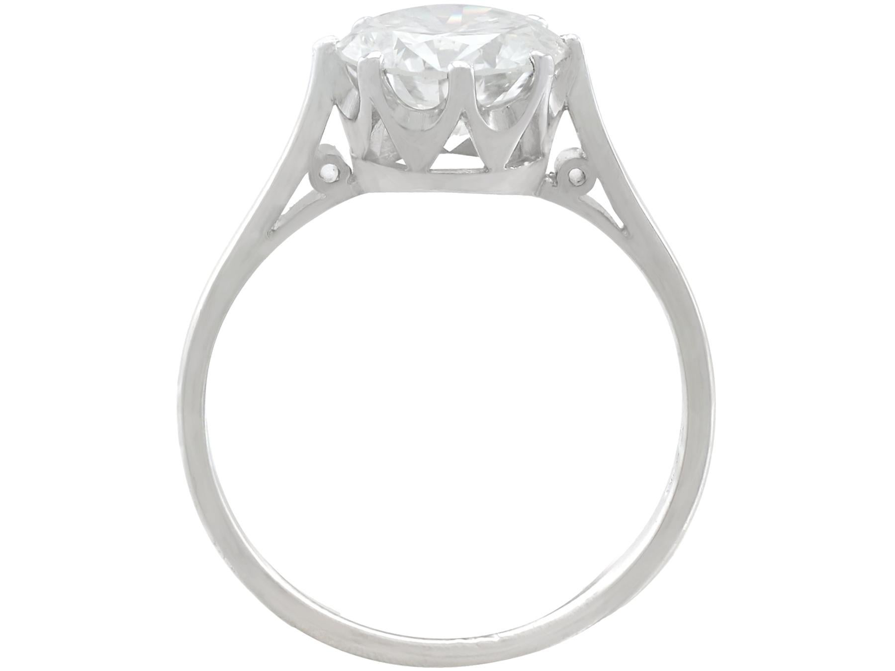 Round Cut 1.95 Carat Diamond and Platinum Solitaire Ring For Sale