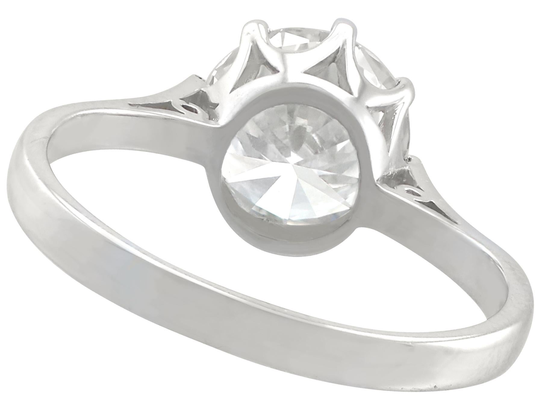 1.95 Carat Diamond and Platinum Solitaire Ring In Excellent Condition For Sale In Jesmond, Newcastle Upon Tyne