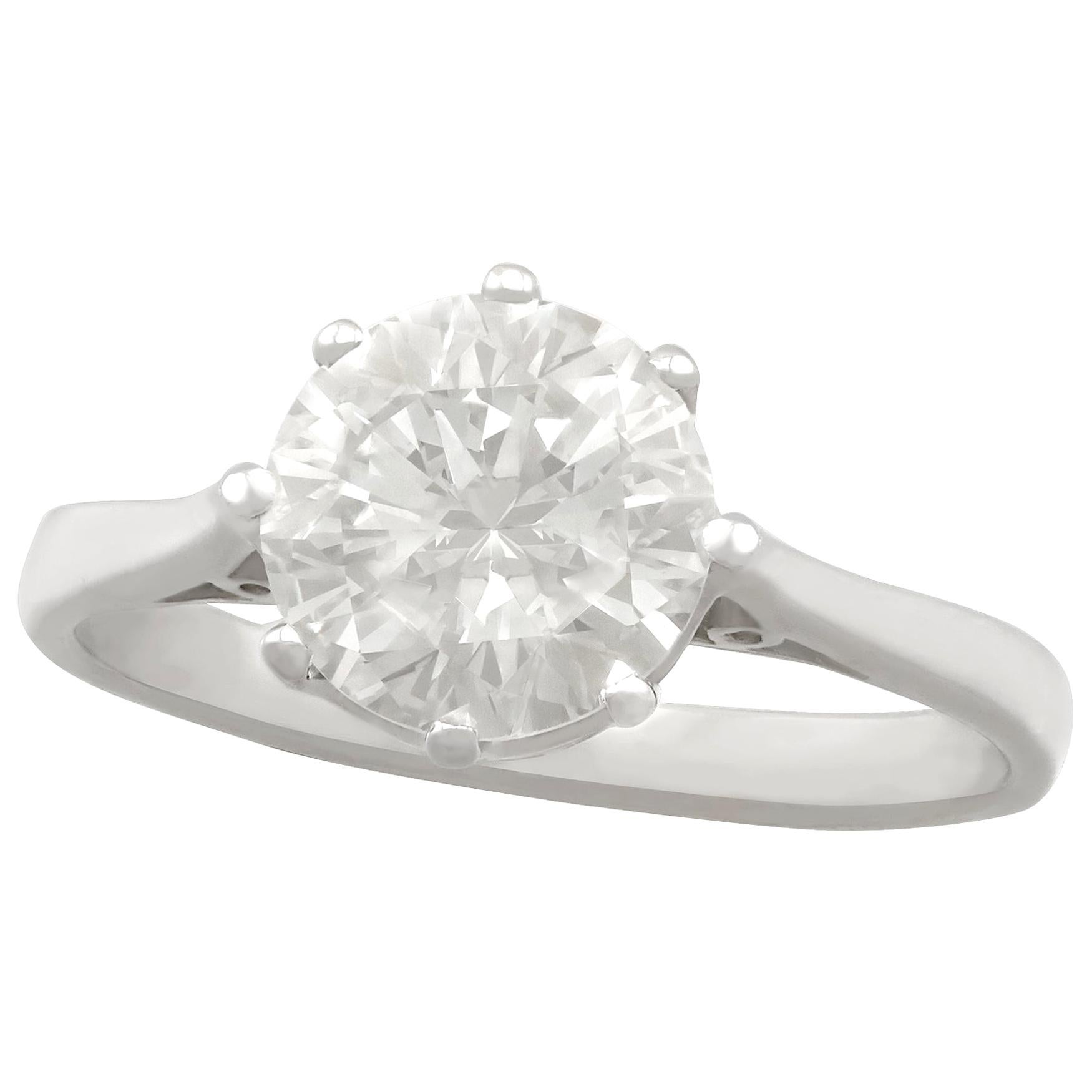 1.95 Carat Diamond and Platinum Solitaire Ring For Sale