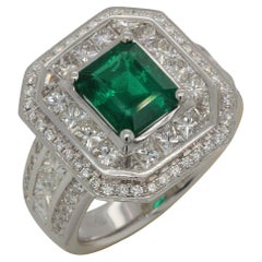 1.95 Carat Emerald and Diamond Ring in 18 Karat Gold