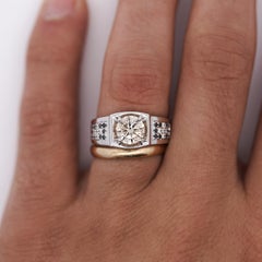 1.95 Carat Faint Brown, White, and Black Diamonds Men's Ring