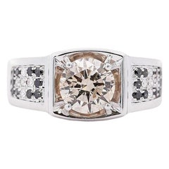 1.95 Carat Faint Brown, White, and Black Diamonds Men's Ring