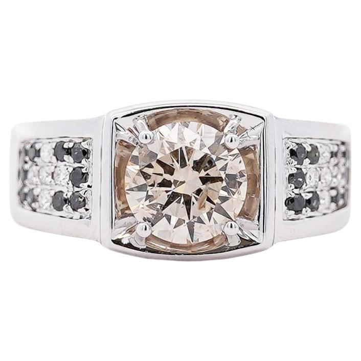 1.95 Carat Faint Brown, White, 
Black Diamonds Men
s Ring
