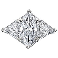 1.95 Carat Marquise Cut Three-Stone Diamond Engagement Ring