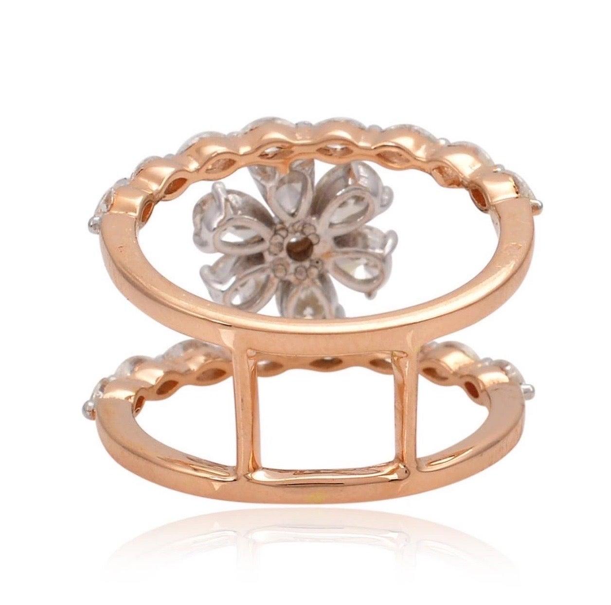 For Sale:  1.95 Carat Marquise Diamond 18 Karat Rose Gold Floral Ring 4