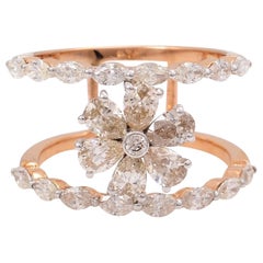 1.95 Carat Marquise Diamond 18 Karat Rose Gold Floral Ring