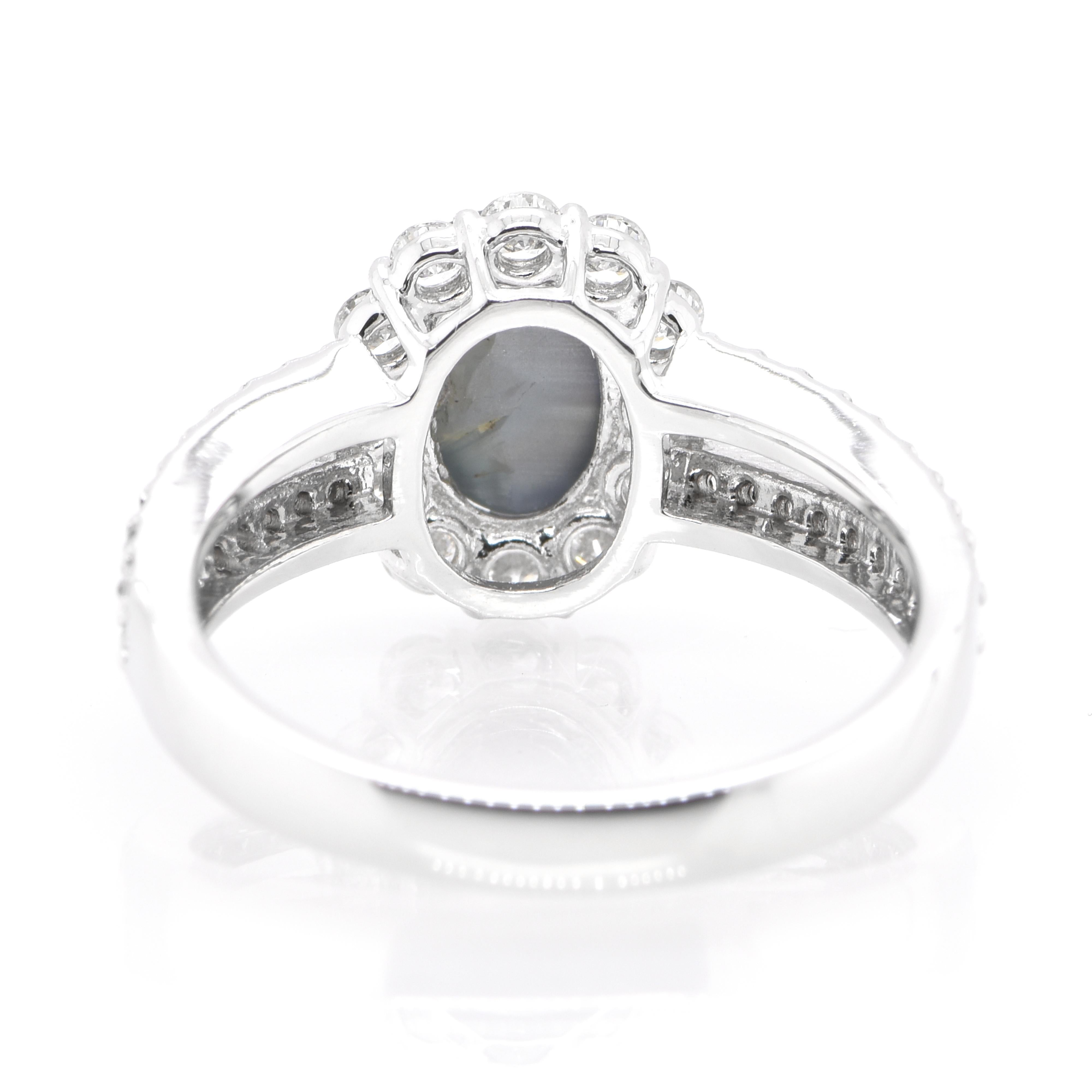 1,95 Karat natürlicher Alexandrit Katzenauge und Diamant Halo Ring in Platin gefasst 5