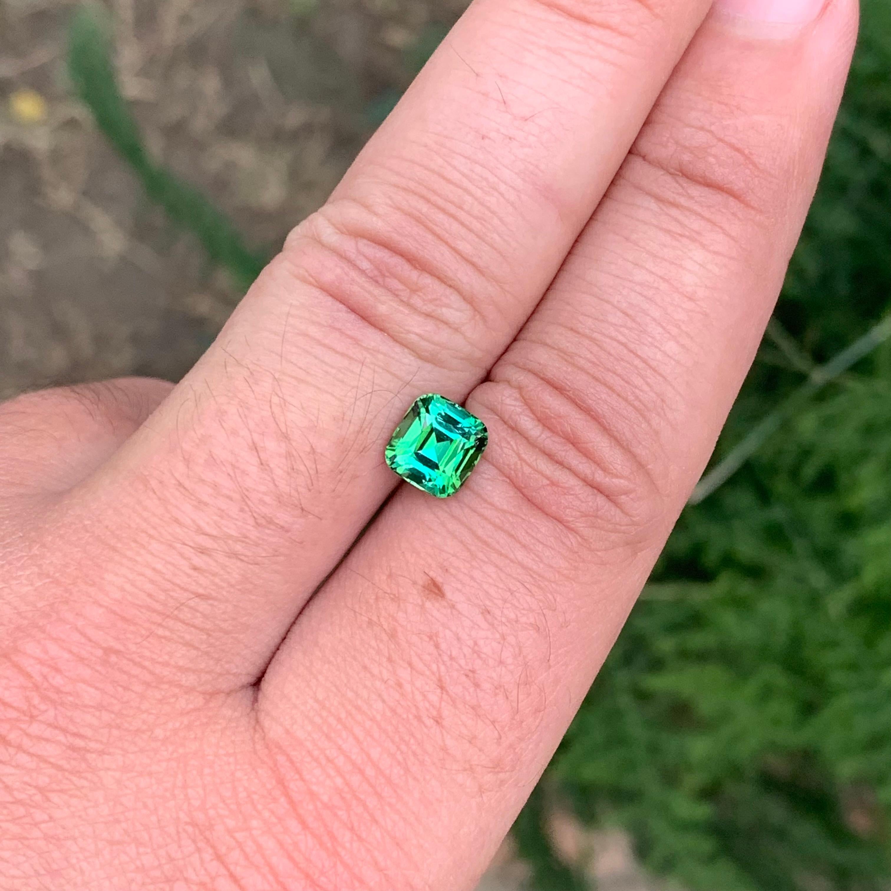 1.95 Carat Natural Loose Blue Green Tourmaline Cushion Shape Gemstone (Tourmaline bleue verte en forme de coussin) en vente 1