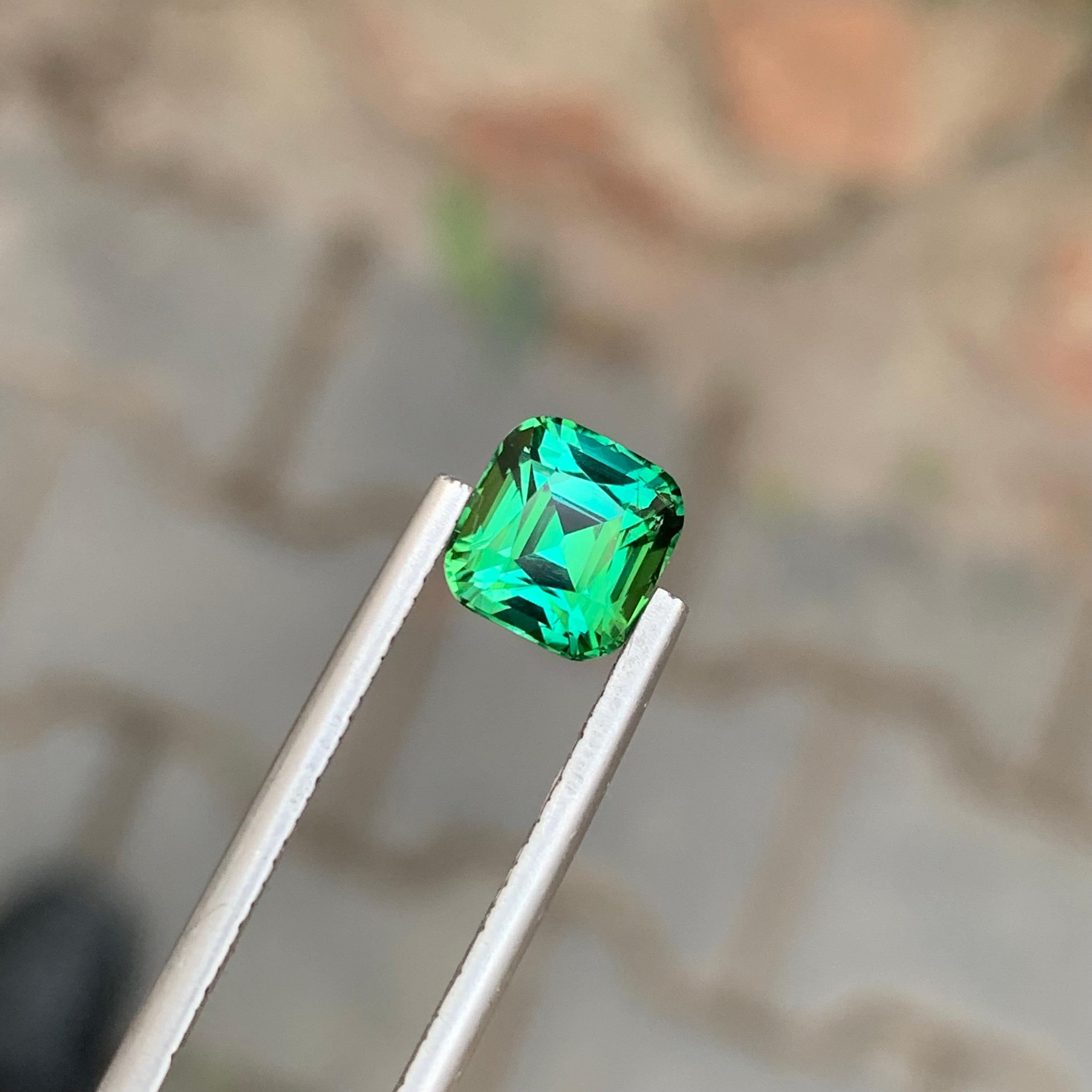 1.95 Carat Natural Loose Blue Green Tourmaline Cushion Shape Gemstone (Tourmaline bleue verte en forme de coussin) en vente 3