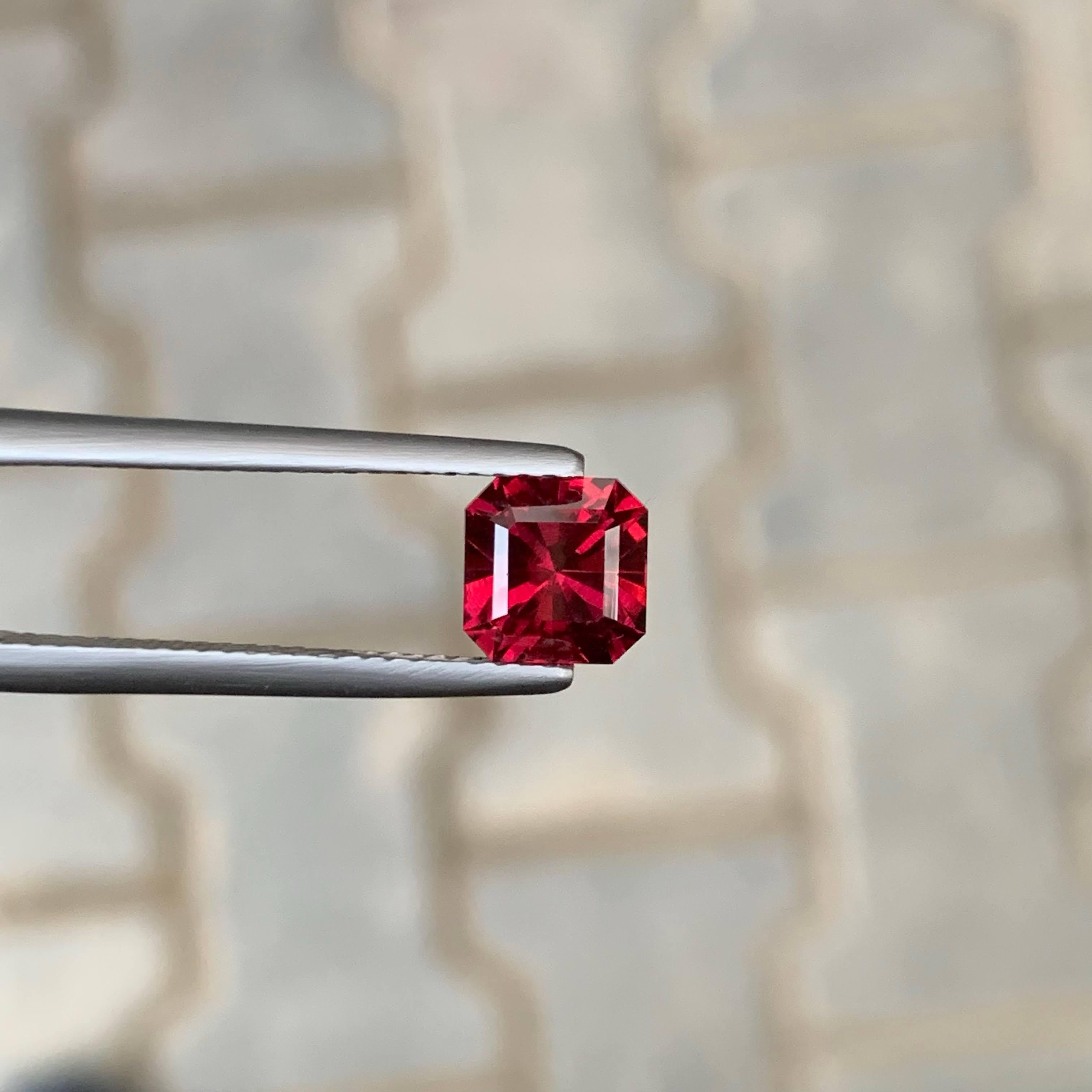 1.95 Carat Natural Loose Bright Red Garnet Stone Asscher Cut Tanzanian Gemstone For Sale 6