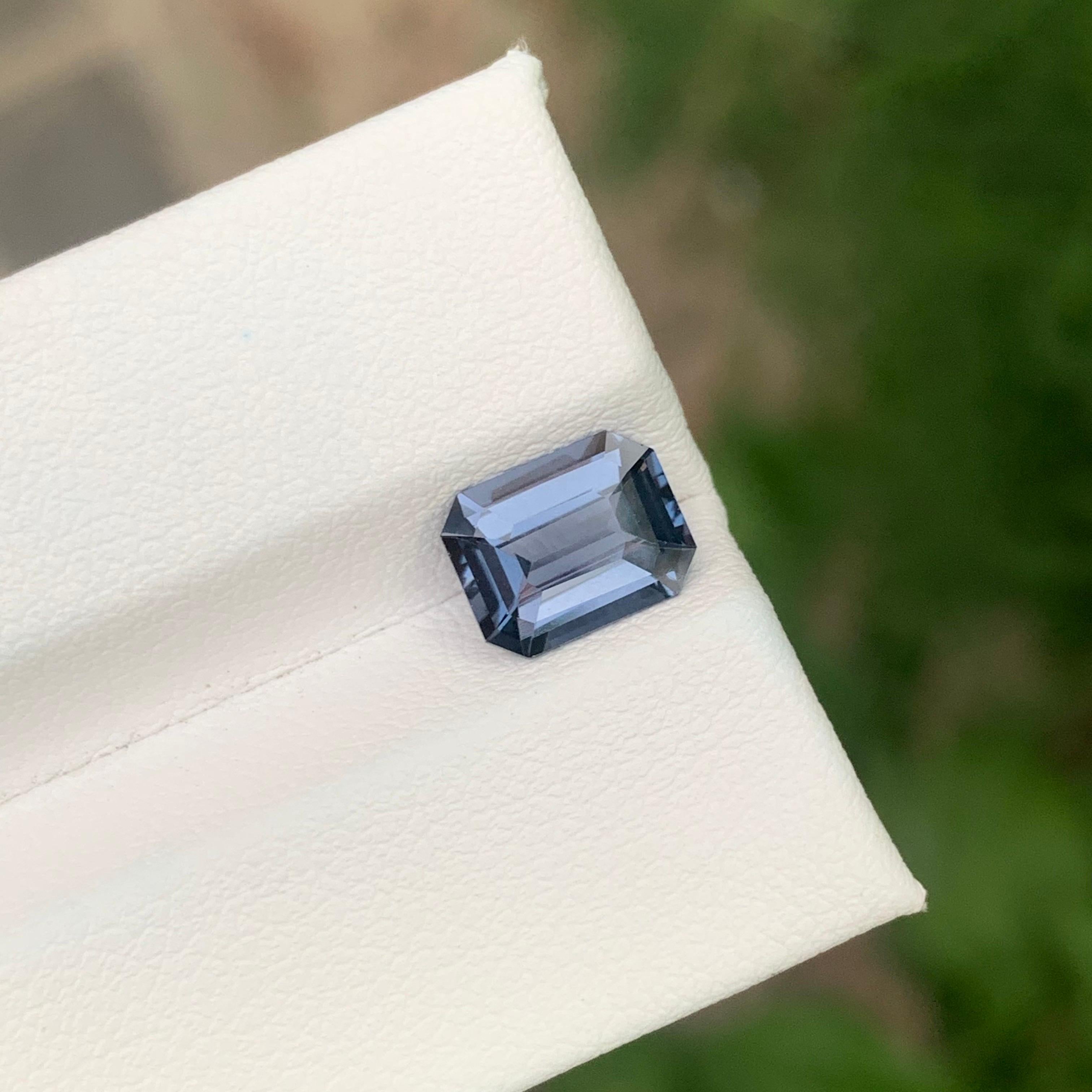 1.95 Carat Natural Loose Greyish Purple Spinel Emerald Shape Gemstone For Sale 4