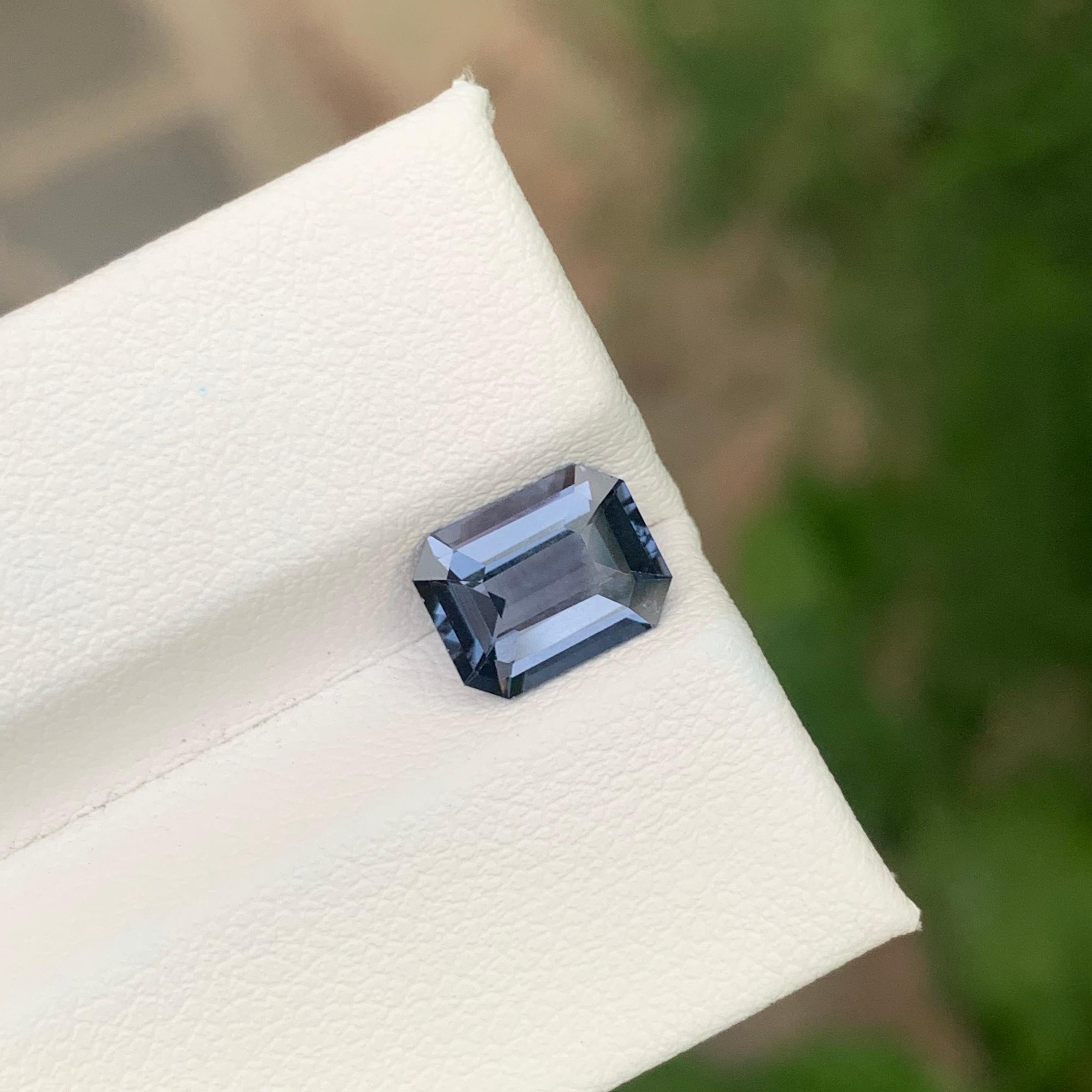 Arts and Crafts 1.95 Carat Natural Loose Greyish Purple Spinel Emerald Shape Gemstone For Sale